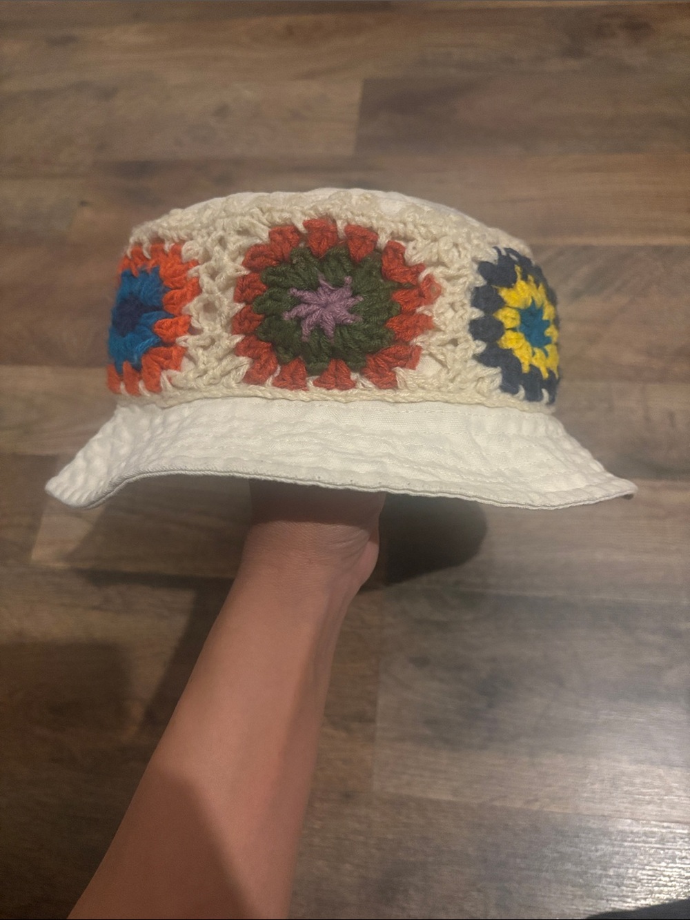Bershka Cream Cotton Crochet Bucket Hat